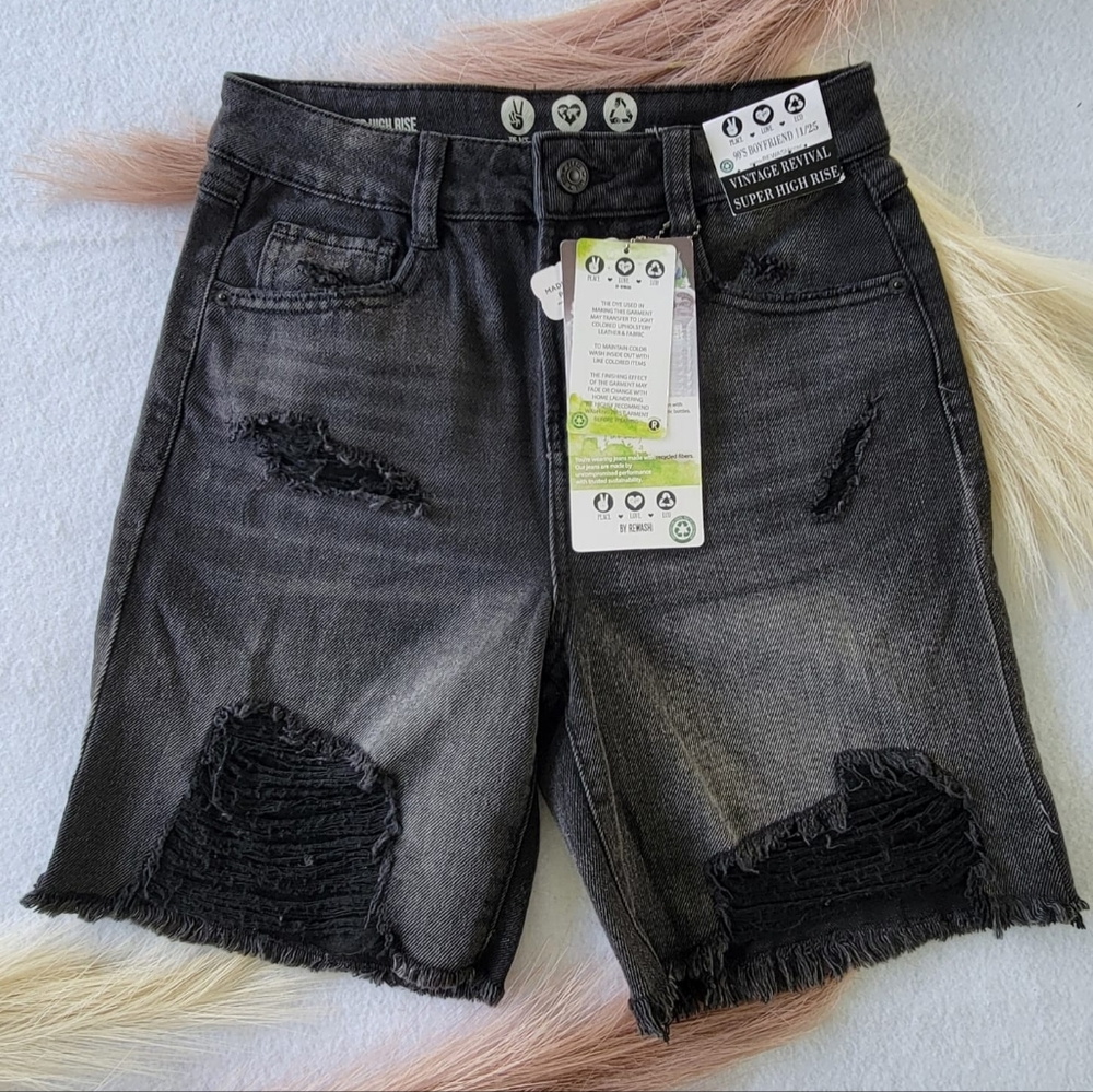 Rewash Black Juniors/Women's Super High Rise 90s Boyfriend Shorts Size‎ 1/25